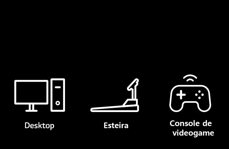 Pictogramas de desktops, esteiras e consoles de videogame representando os dispositivos que podem ser usados com a função plug