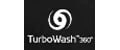 Logotipo TurboWash 3D com espiral branca no centro em fundo preto, com o texto "TurboWash 3D" abaixo.