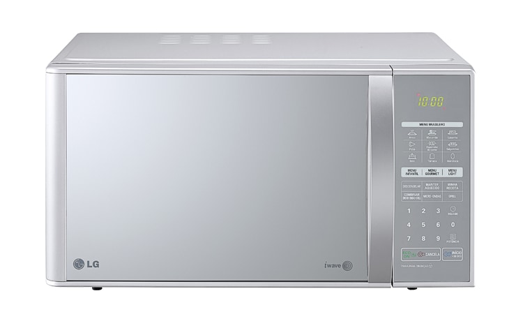 Vista frontal de 30 Litros, Grill, Prata e Espelhado, Função Combinada, 20 Programas de Cozimento. MH7043R(A)