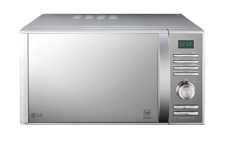 Vista frontal de Micro-ondas LG. Menos tempo com a limpeza, mais tempo pra você. MH7093R(A)
