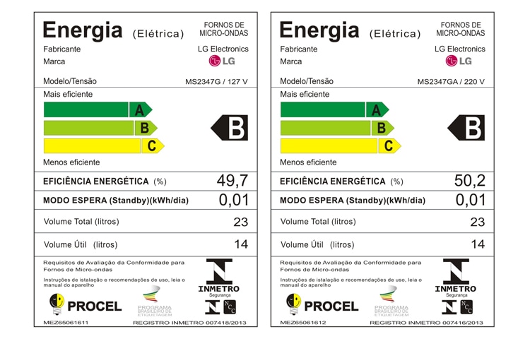 LG 23 litros, branco, 15 programas de cozimento, 4 programas de descongelamento, manter aquecido., MS2347G(A)