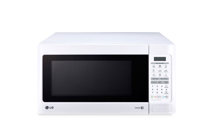 Vista frontal de Micro-ondas LG EasyClean™. Menos tempo com a limpeza, mais tempo pra você. MS3048G(A)