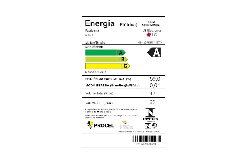 LG Forno de Micro-ondas NeoChef™ Solo 42L 110V com Smart Inverter, MS4297DIR(A)
