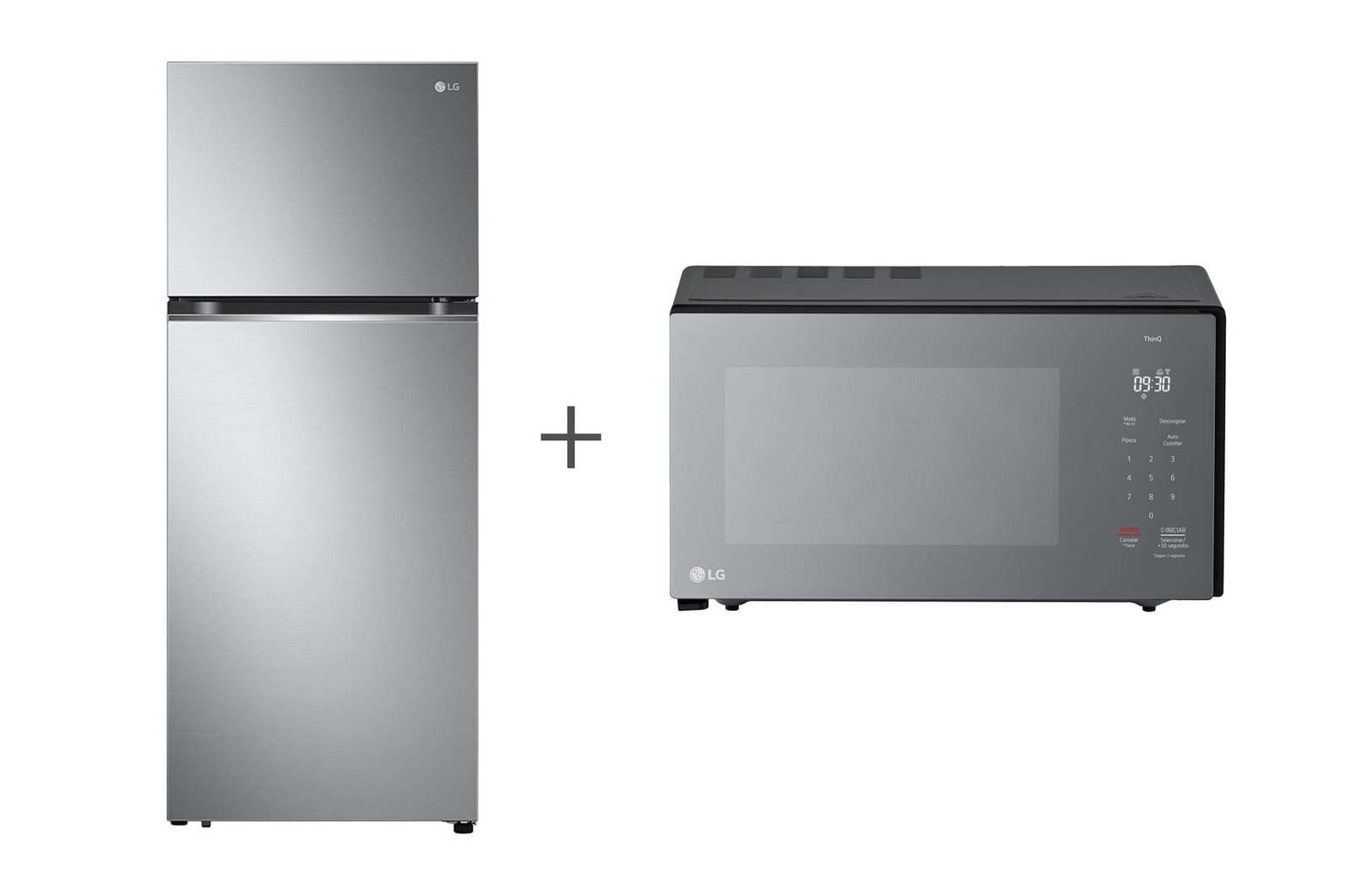 Refrigerator front view + micro oven front view