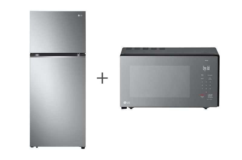 Refrigerator front view + micro oven front view