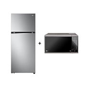 Vista frontal de Combo Geladeira LG Inverter Frost Free Inox 395L 220V + Micro-ondas LG 30L 220V MS3095LRA B392LA.3095A