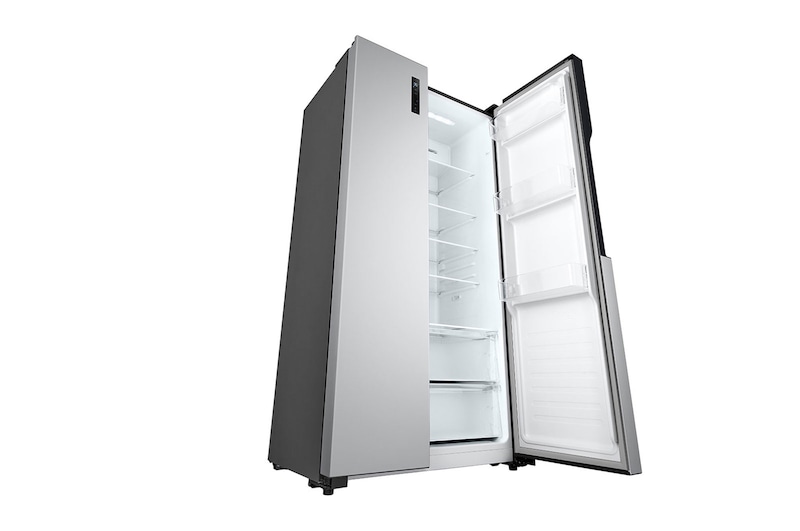 Tilted view with half door open