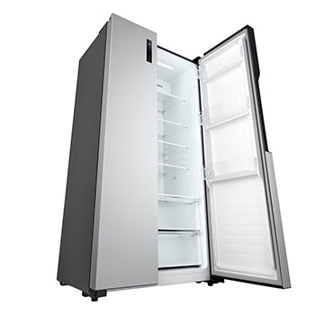 Tilted view with half door open