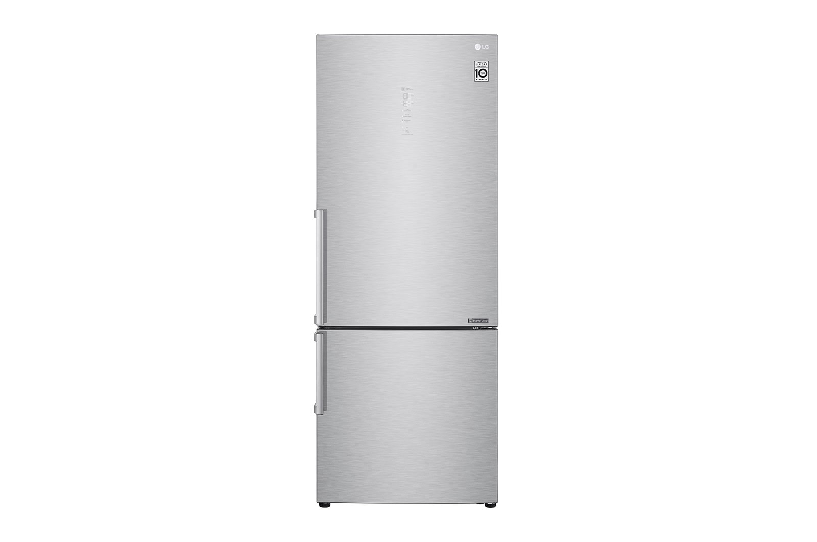 Vista frontal de Geladeira Smart LG Bottom Freezer Inverter 451 litros com Nature Fresh™ e LG ThinQ® GC-B659BSB1