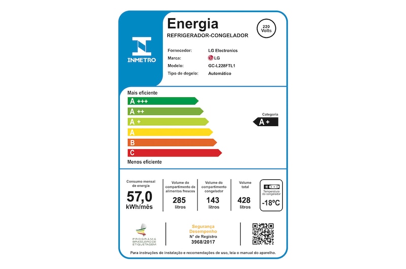 LG Geladeira Smart LG French Door 428 litros - GC -L228FTL1 - Motor Inverter, GC-L228FTL1