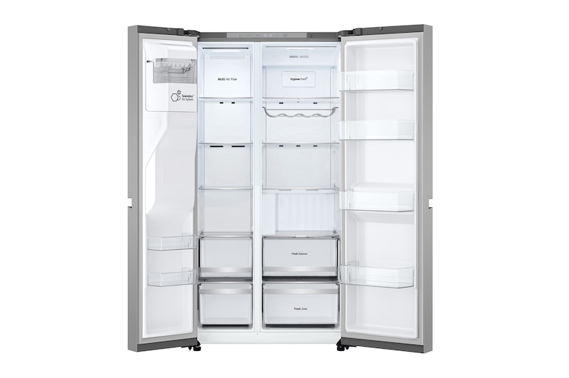 LG Geladeira Smart LG Side by Side UVnano™ 611 litros Motor Inverter Aço Escovado 127V - GC-L257SLPL, GC-L257SLPL, Porta aberta