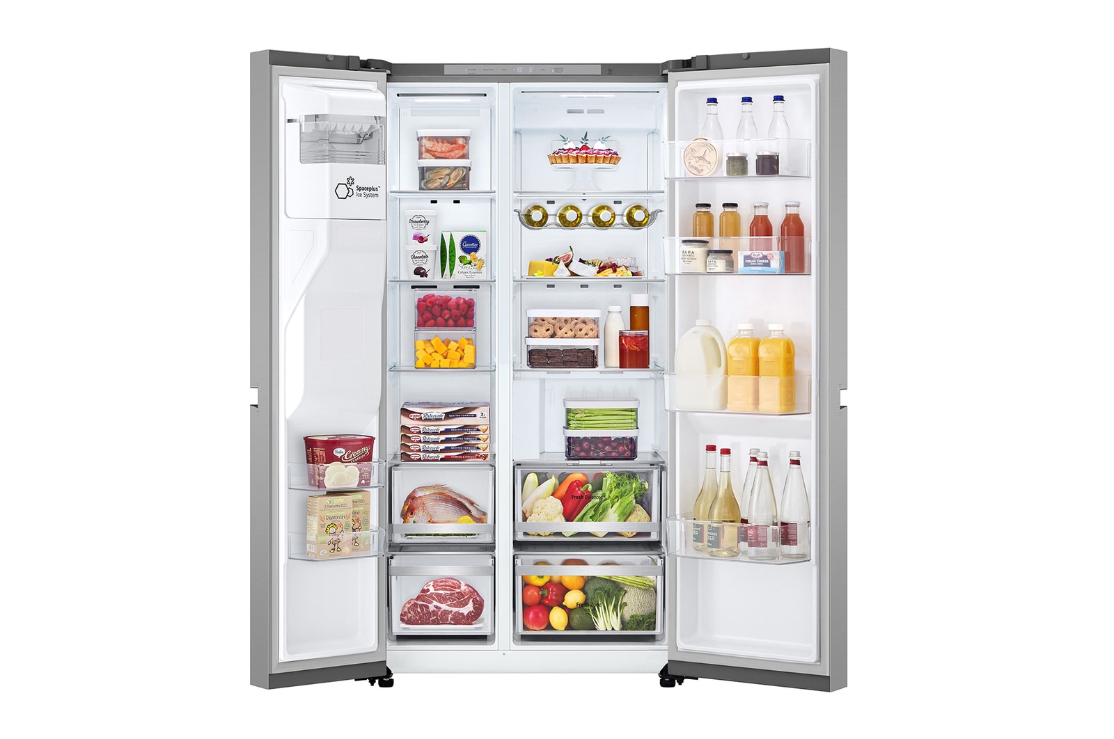 LG Geladeira Smart LG Side by Side UVnano™ 611 litros Motor Inverter Aço Escovado 127V - GC-L257SLPL, GC-L257SLPL, Porta aberta
