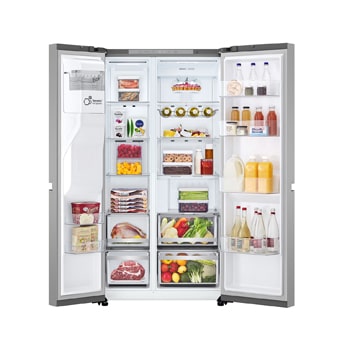 LG Geladeira Smart LG Side by Side UVnano™ 611 litros Motor Inverter Aço Escovado 127V - GC-L257SLPL, GC-L257SLPL, Porta aberta