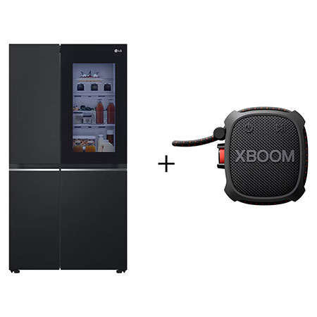 Combo LG Geladeira SxS InstaView 647L Black Inox 127V + Caixa de