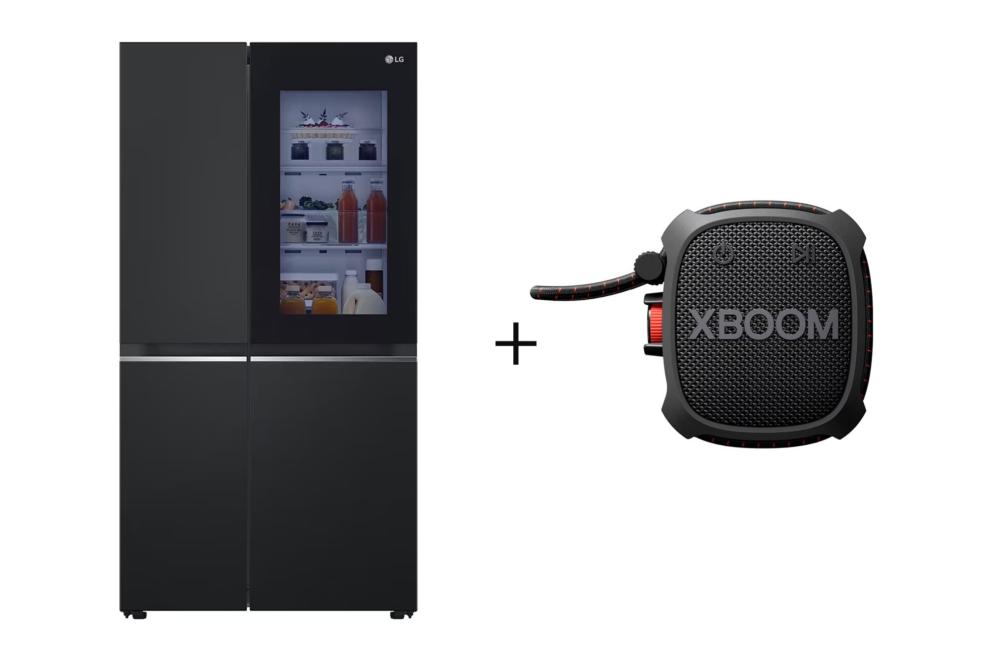 Combo LG Geladeira SxS InstaView 647L Black Inox 127V + Caixa de