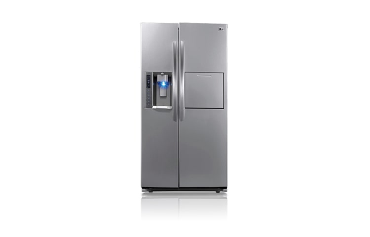 Vista frontal de O Refrigerador SIDE BY SIDE LG com design diferenciado, mais capacidade e economia de energia GR-P246CSP(1)