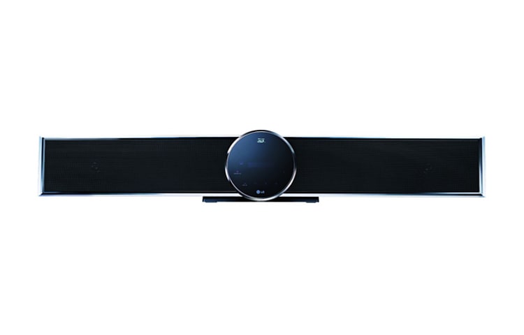 Vista frontal de Valorize o seu ambiente com o design rebuscado do Home Theater LG! HLX50W