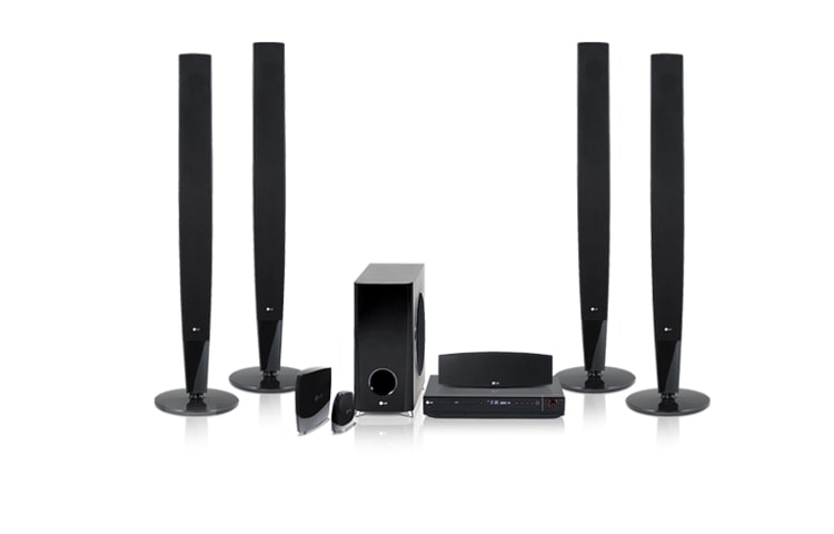Vista frontal de Home Theater com sistema wireless e design surpreendente HT503THW