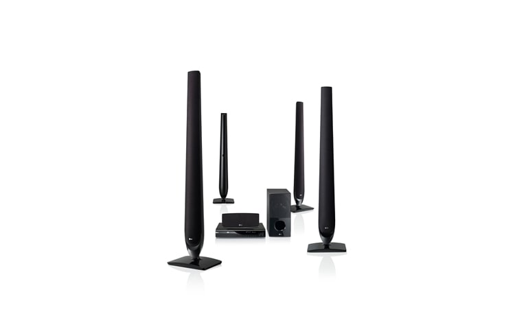 Vista frontal de Home Theater LG Estilo, sofisticação e liberdade com classe. HT806THW