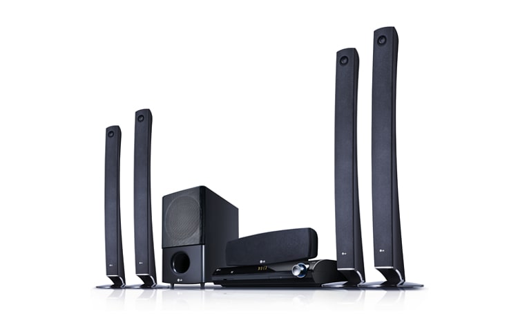 Vista frontal de Home Theater com sistema wireless, 1000W RMS de potência e tecnologia HDMI. HT904WA