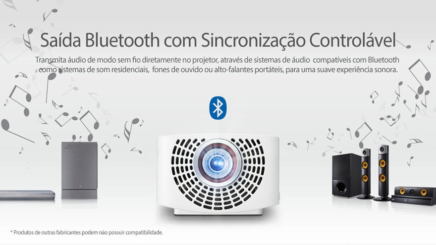 Saída bluetooth com sincronização controlável