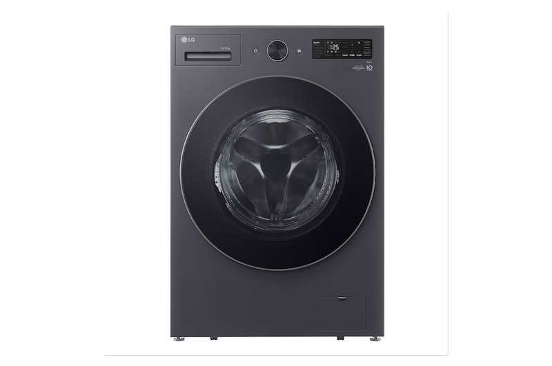 Vista frontal de Lava e Seca Smart LG 16kg Black Inox com AIDD™ WD16GNTS6BA