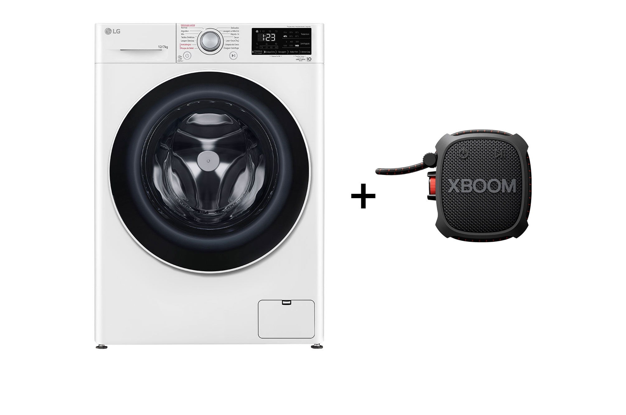 Combo LG Lava e Seca VC5 12kg Branca 127v + Caixa de som Bluetooth