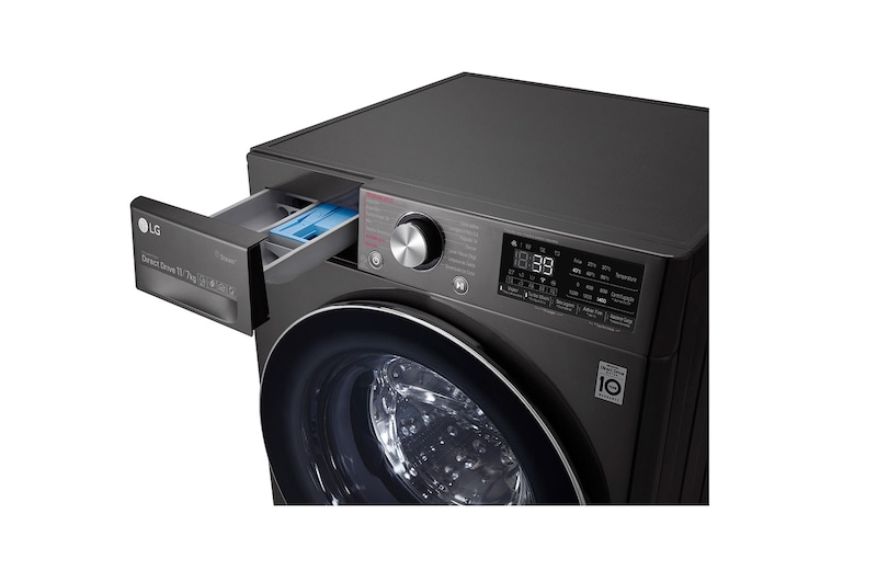 LG Lava e Seca Smart LG VC2 11kg Aço Escovado Preto com Inteligência Artificial AI DD™️, CV9011EC4
