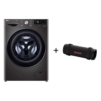 Vista frontal de Lava e Seca LG Smart VC2 14kg Black Inox 220v + Caixa de Som Bluetooth LG xboom Grab by will.i.am CV9014BC2A.GRAB