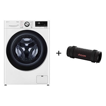 Vista frontal de Lava e Seca LG Smart VC2 14kg Branca 127v + Caixa de Som Bluetooth LG xboom Grab by will.i.am CV9014WC2.GRAB