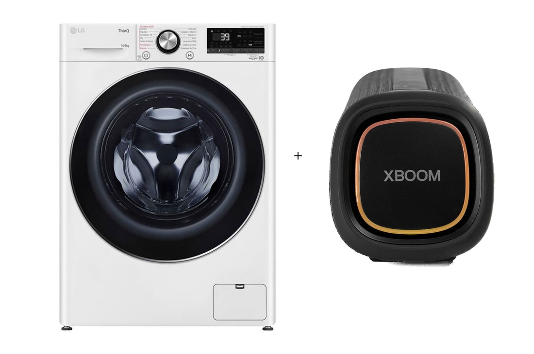 LG  Combo Lava e Seca Smart LG VC2 14kg 220V Branca + Caixa de Som Portátil LG XBOOM Go XG5, CV9014WC2A.XG5S