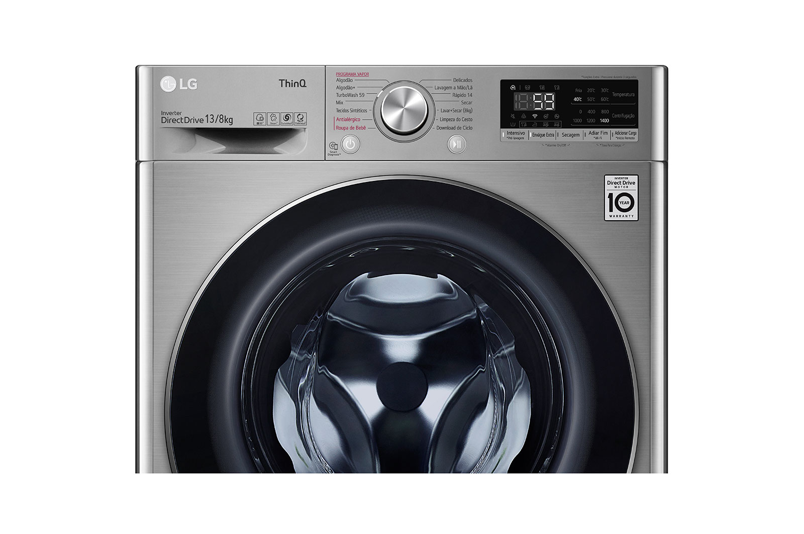 LG Máquina que Lava e Seca Roupa Frontal LG VC4 13kg, Aço Escovado - 127v, CV5013EC4