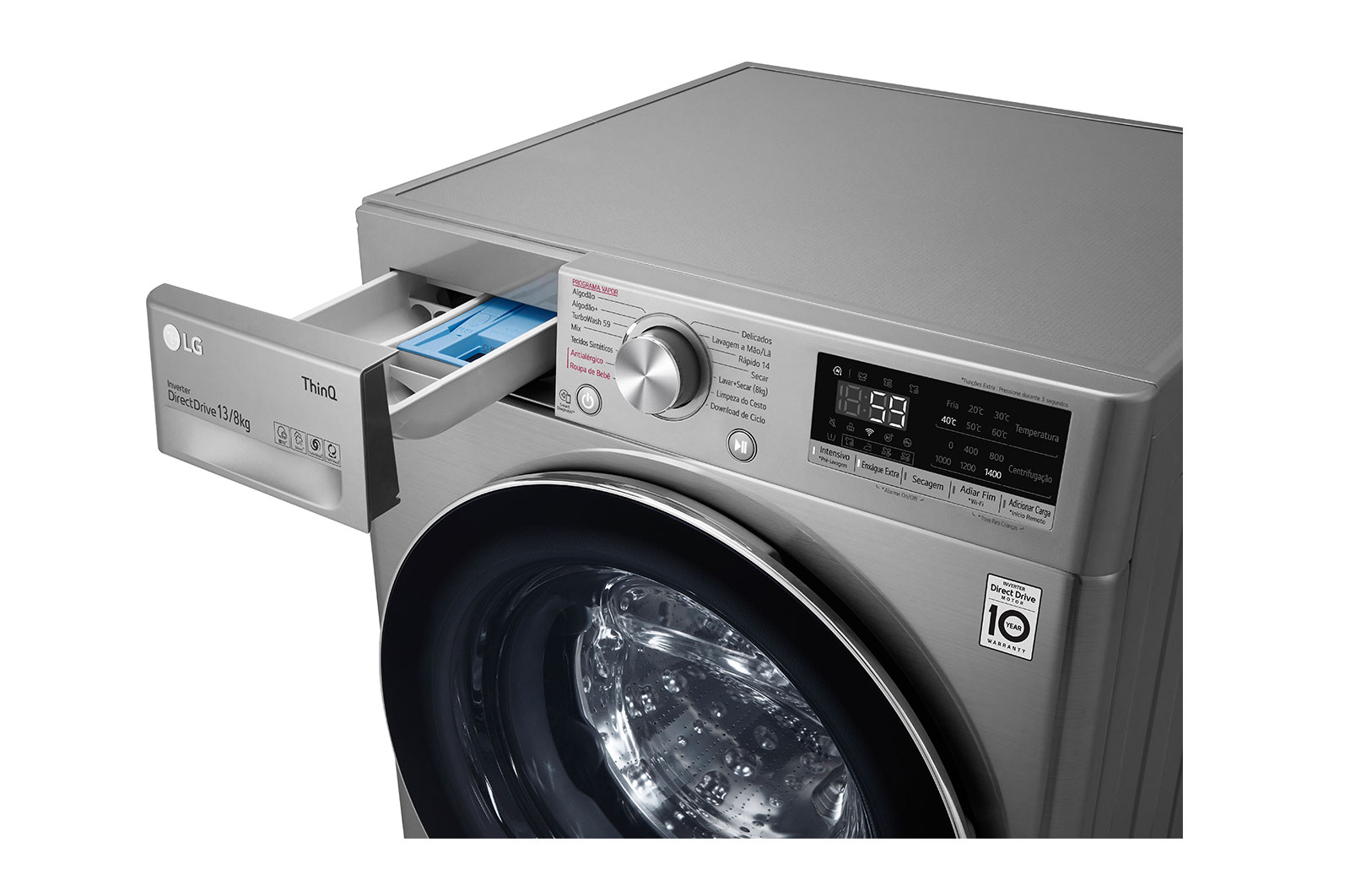 LG Máquina que Lava e Seca Roupa Frontal LG VC4 13kg, Aço Escovado - 127v, CV5013EC4