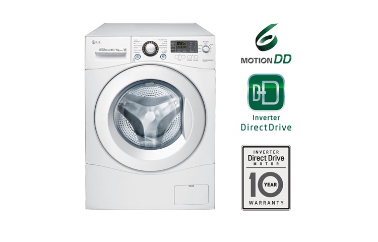 Vista frontal de Lava e Seca LG Branca 8,5Kg. Mais tempo pra você! WD-W1485AD(A)