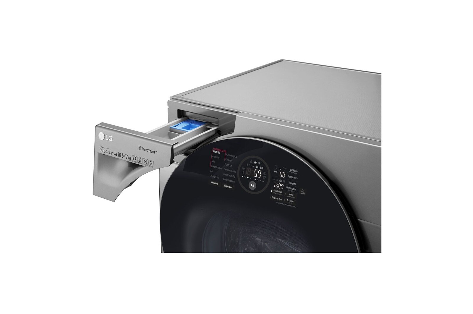 LG Lava e Seca Smart TWINWash 11kg + 2kg com TrueSteam Aço Escovado, WD11VCS6,WD2100VM