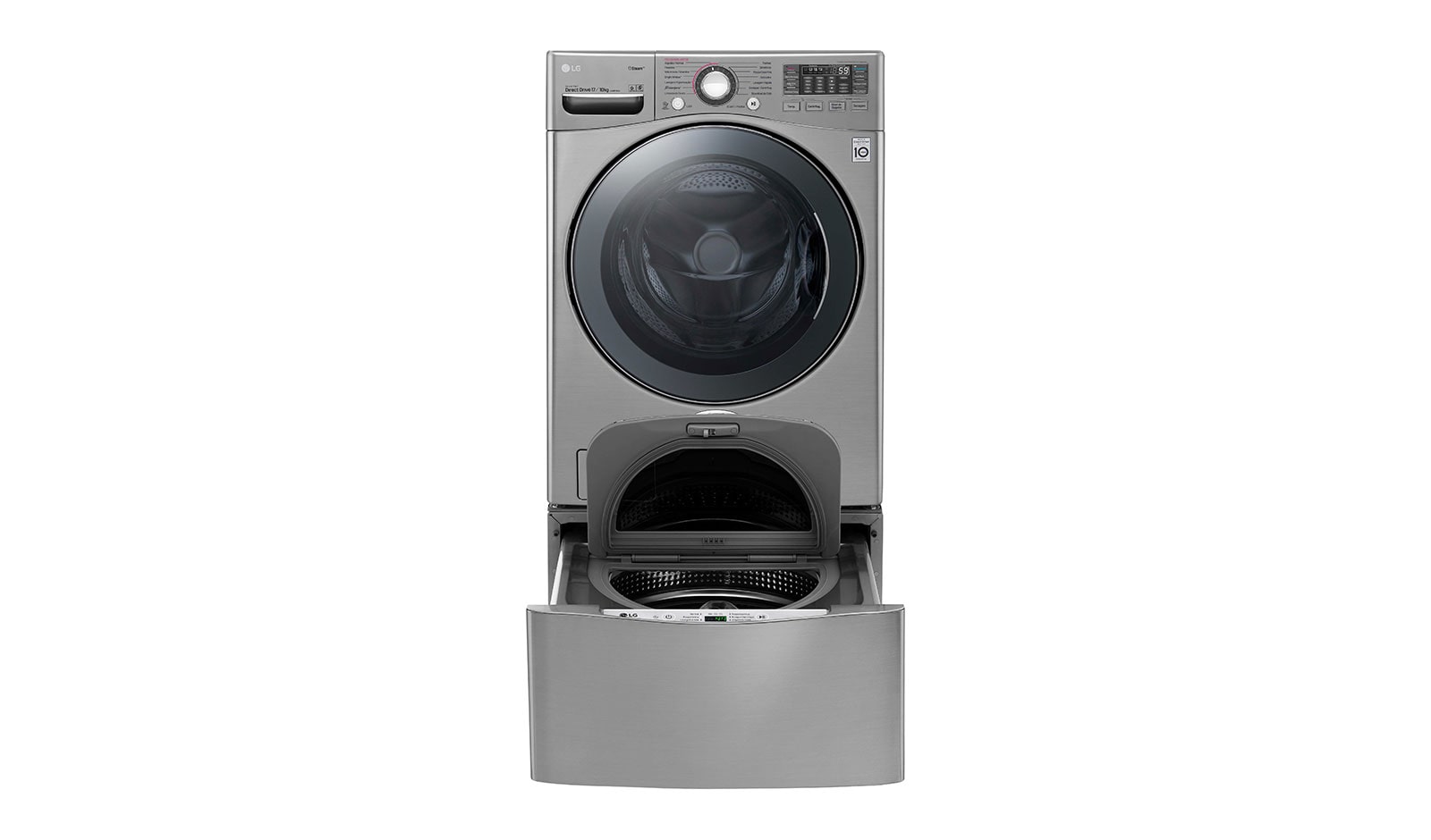 Vista frontal de Lavadora de Roupas Smart TWINWash Mini 2kg 220V 3 Motion Aço Escovado  WD11VCS6A,WD2100VMA
