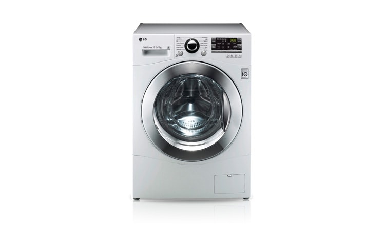 Vista frontal de Lava e Seca LG 10,2kg, Branca. Mais tempo pra você. WD1412RT(A)