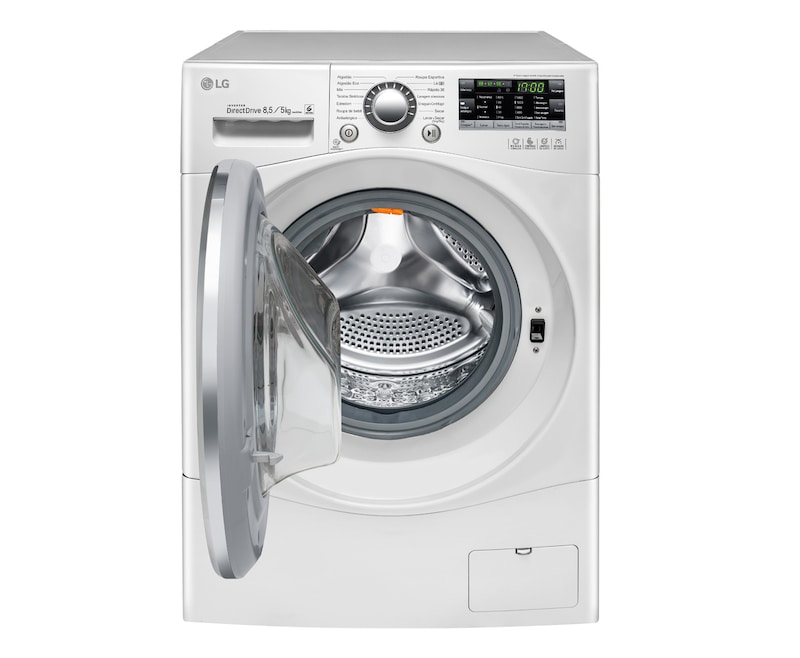 LG Lava e Seca Prime Touch 8,5kg Branca e Aço Escovado (127V / 220V), WD1485ATB(A)