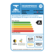 LG Lava e Seca Smart LG 127V 14kg Aço Escovado com Inteligência Artificial AIDD™ WD14EGS62, WD14EGS62