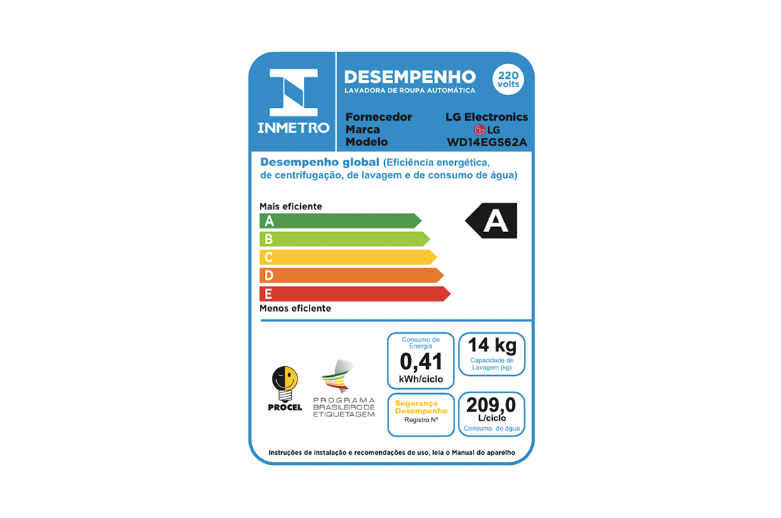 LG Lava e Seca Smart LG 14kg Aço Escovado com Inteligência Artificial AIDD™ WD14EGS62 - 127v, WD14EGS62