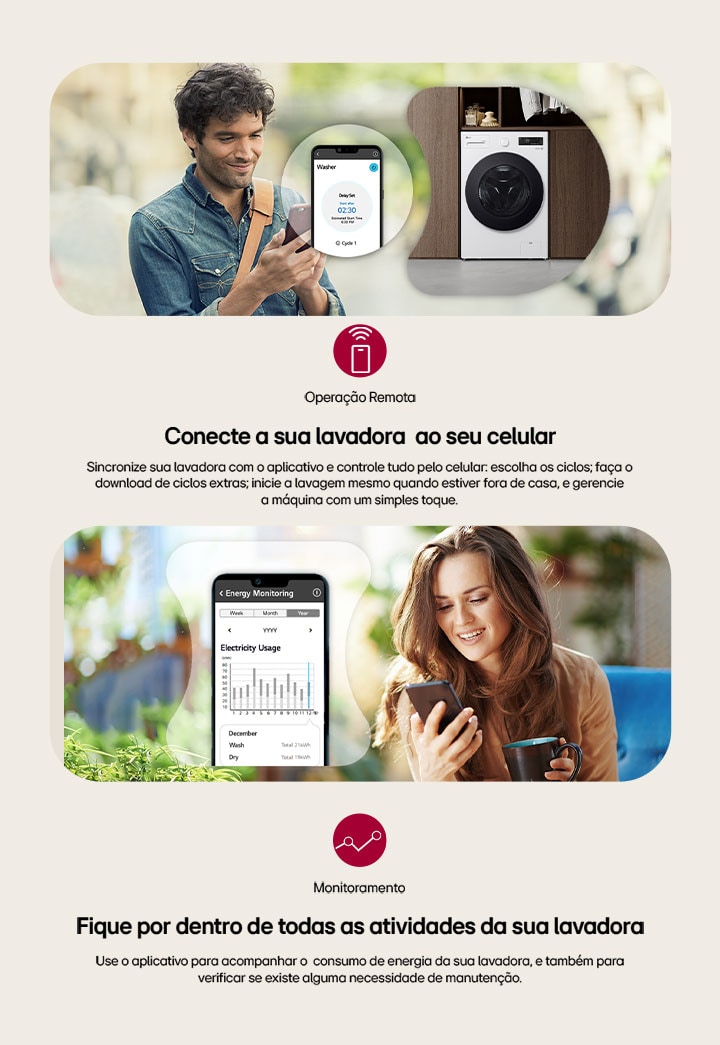 Fique conectado de onde estiver, através do aplicativo LG ThinQ