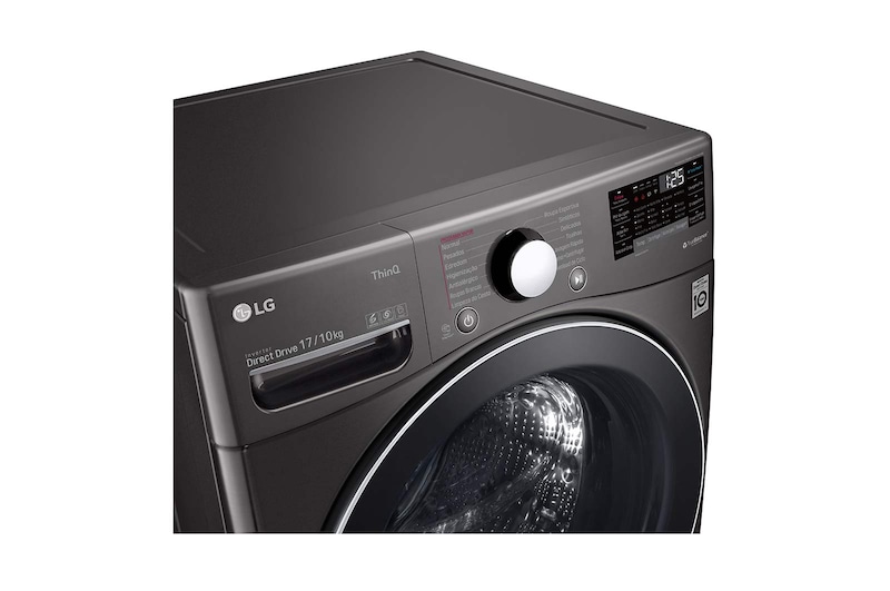 LG Lava e Seca Smart LG 17kg Aço Escovado Preto com Conectividade Wi-Fi ThinQ - WD17BV2S6BA  - 220v, WD17BV2S6BA