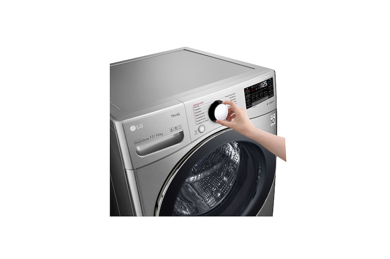 LG Lava e Seca Smart LG 17kg Aço Escovado com Conectividade Wi-Fi ThinQ - WD17SV2S6B - 127v, WD17SV2S6B