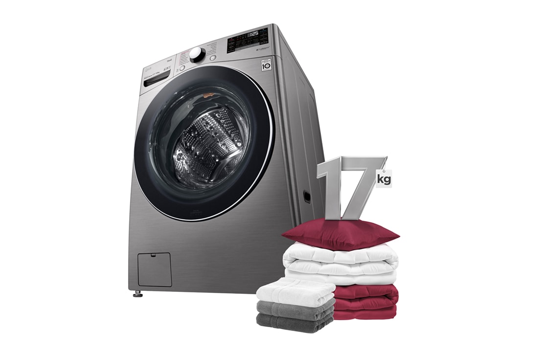 LG Lava e Seca Smart LG 17kg Aço Escovado com Conectividade Wi-Fi ThinQ - WD17SV2S6BA  - 220v, WD17SV2S6BA