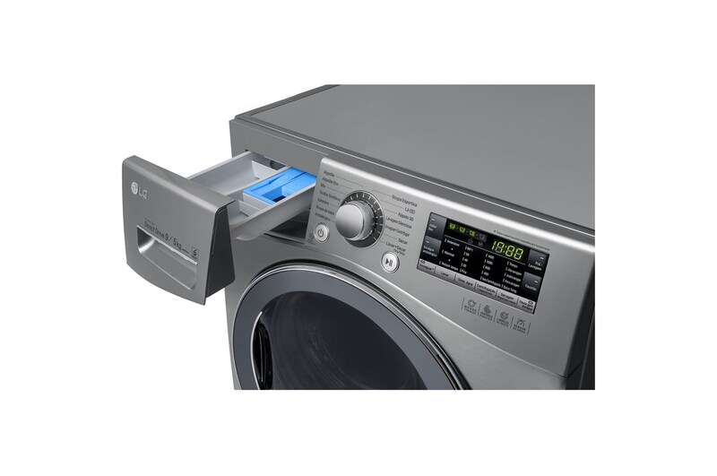 LG Lavadora Lava e Seca 9kg 220V com 6 Motion DD e Painel Touch - Aço Escovado, WD9EP6(A)