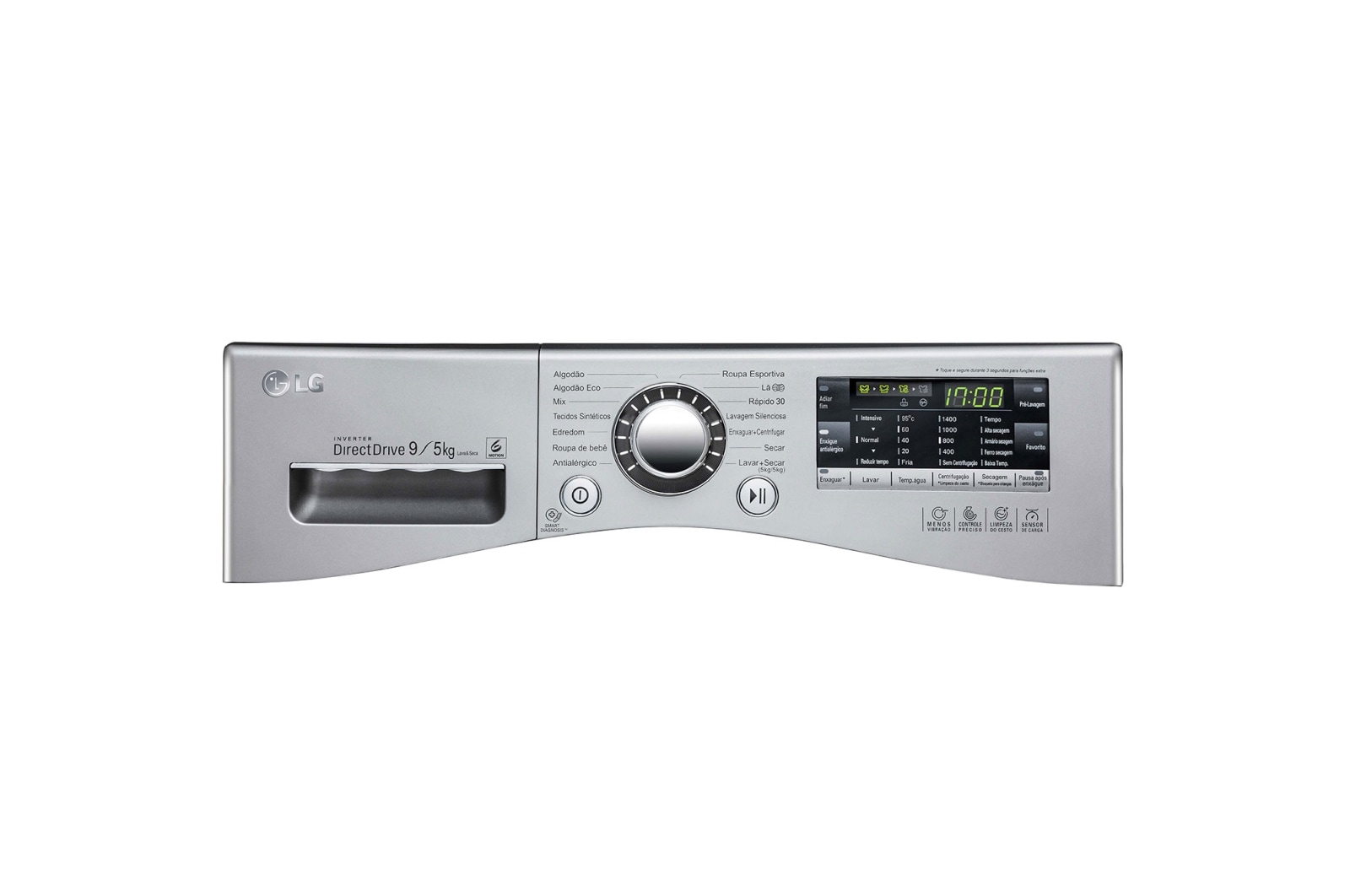 LG Lavadora Lava e Seca 9kg 220V com 6 Motion DD e Painel Touch - Aço Escovado, WD9EP6(A)