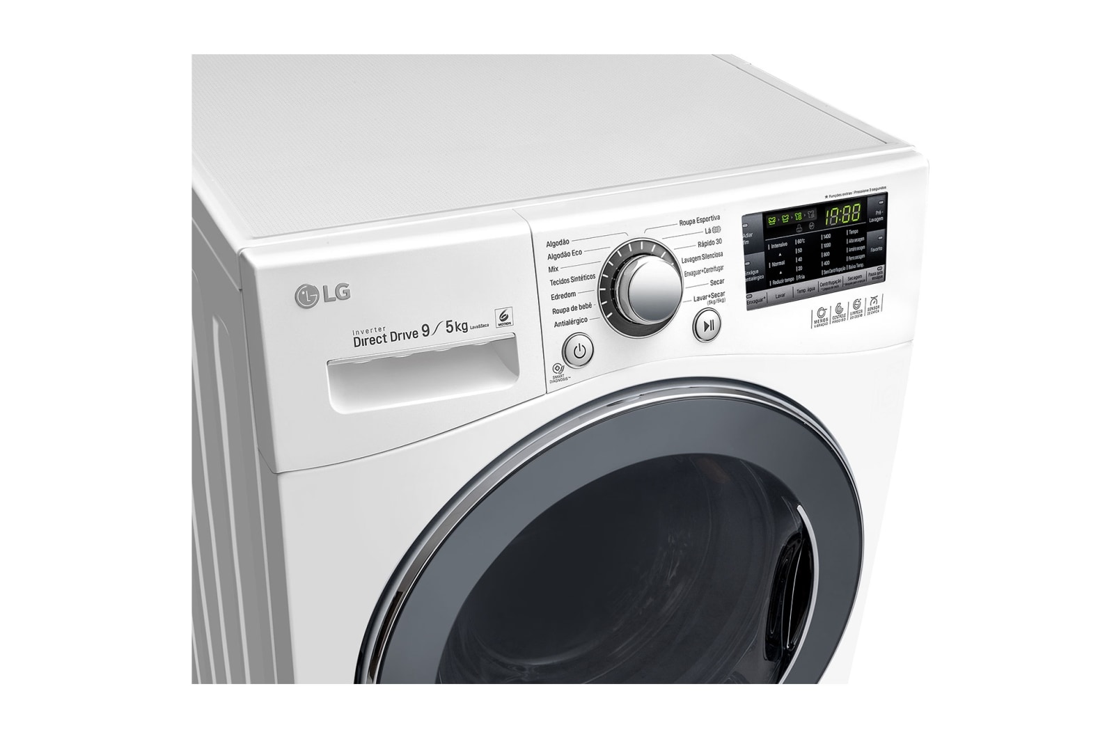 LG Lavadora Lava e Seca 9kg 127V com 6 Motion DD e Painel Touch – Branca , WD9WP6