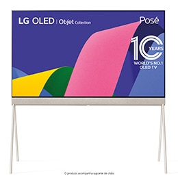 Smart TV LG OLED Evo Objet Collection Posé 55'' 4K 120Hz Design 360 Suporte de Chão Acabamento tecido 55LX1QPSA