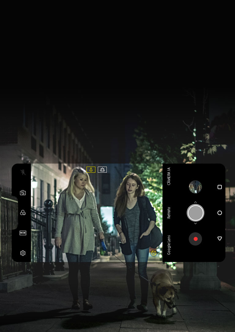 A câmera super brilhante do Smartphone LG G7 ThinQ garante ótimas imagens mesmo à noite ou em locais com pouca iluminação.