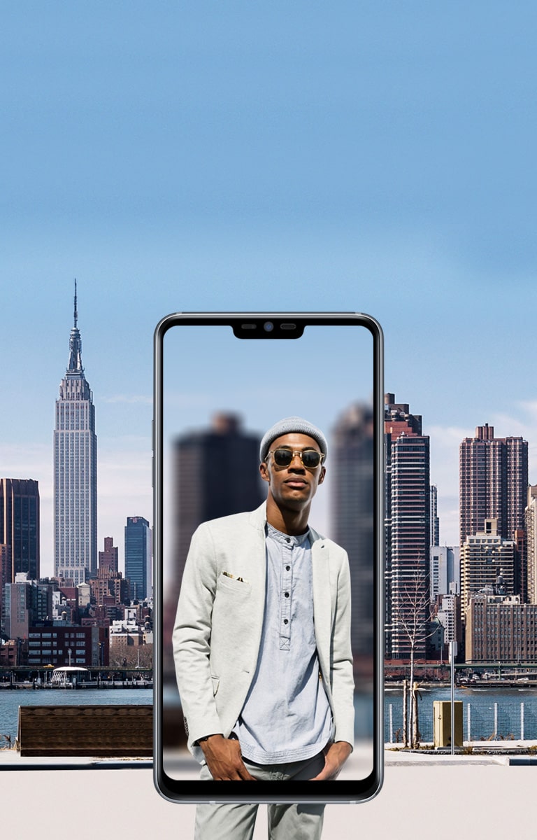 O Modo Retrato do Smartphone LG G7 ThinQ desfoca o fundo e deixa a foto com um efeito que destaca o seu rosto. Perfeito para ótimas selfies.